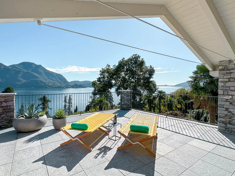 Roof terrace of Casa Ludwig overlooking Lake Maggiore