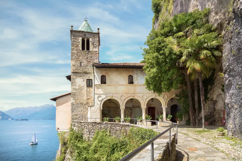 Santa Caterina del Sasso on the lakeshore